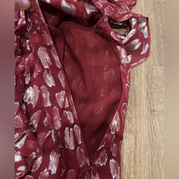 Veronica Beard Benton Maroon Silk Metallic Blouse - Picture 8 of 11